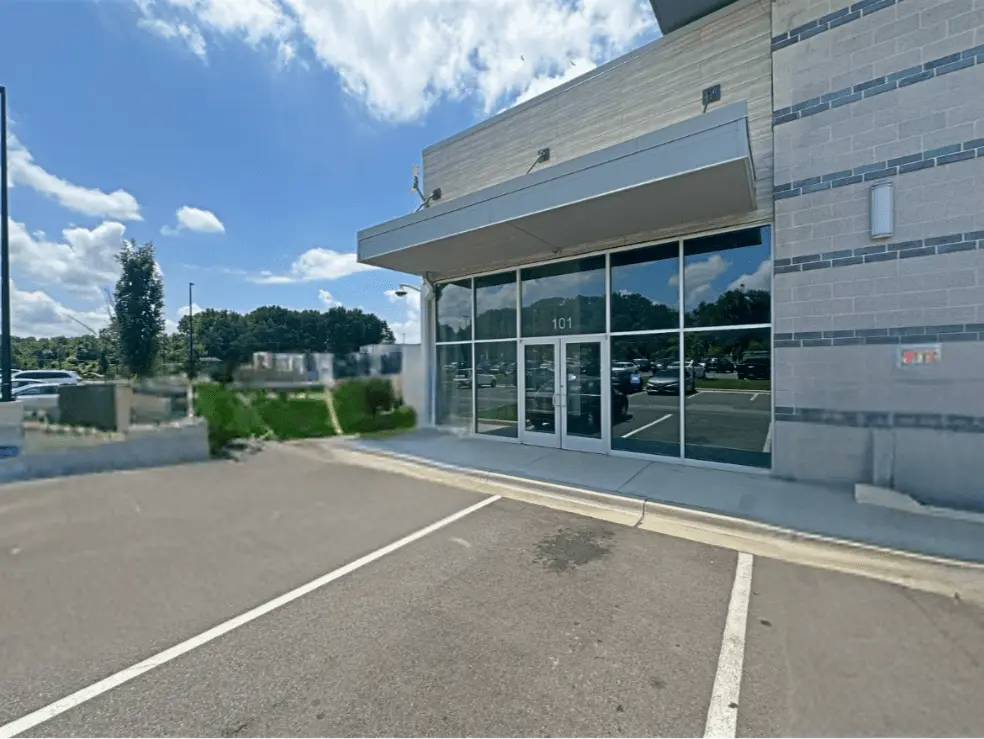 Parking lot and exterior of new building