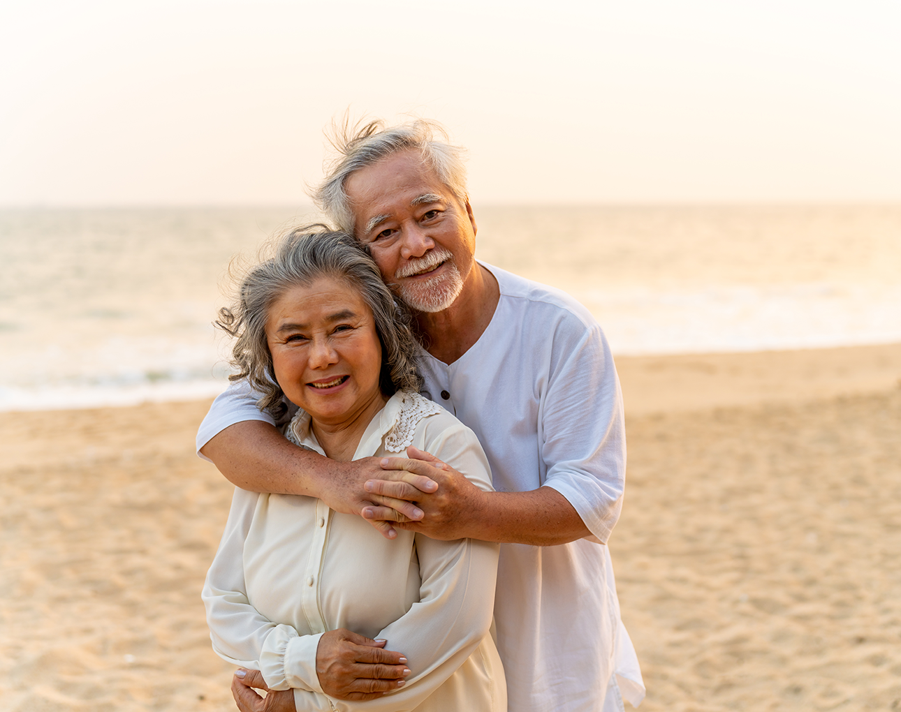 retired couple on a beach