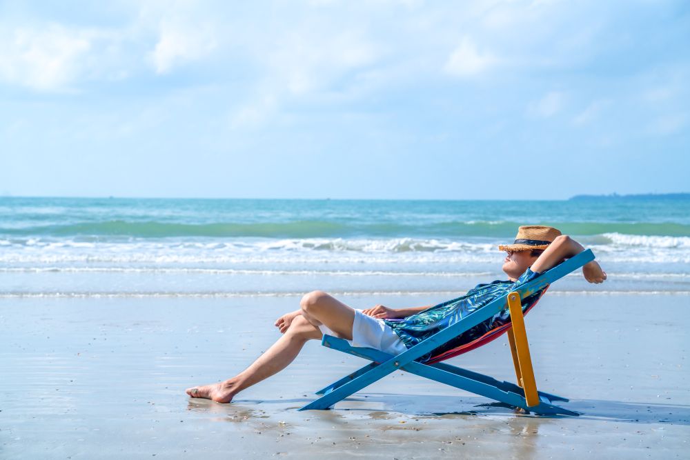 relaxed on a beach